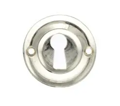 Atlantic Old English Solid Brass Standard Profile Round Escutcheon, Polished Nickel - OERKEPN (sold in pairs)