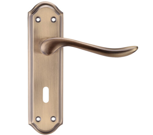 Zoo Hardware Project Range Lincoln Door Handles On Backplate, Florentine Bronze (Sold In Pairs)