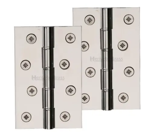 Heritage Brass 4" X 2 5/8" Double Phosphor Washered Butt Hinges, Polished Nickel - (Sold In Pairs)
