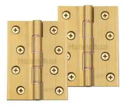 Heritage Brass 4 Inch Double Phosphor Washered Butt Hinges, Natural Brass (Sold In Pairs)