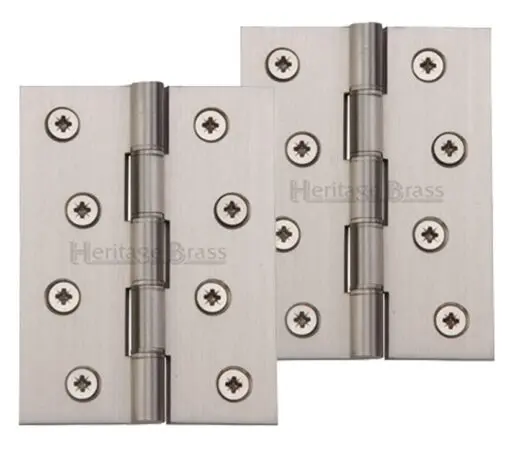 Heritage Brass 4 Inch Double Phosphor Washered Butt Hinges, Satin Nickel - (Sold In Pairs)