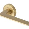 Heritage Brass Pyramid Satin Brass Door Handles On Round Rose (Sold In Pairs)