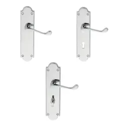Victorian Shaped Epsom Door Handle On Backplate - Polished Chrome Finish