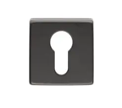 Manital Euro Profile Escutcheon On Square Rose, Black Finish (Sold In Singles)
