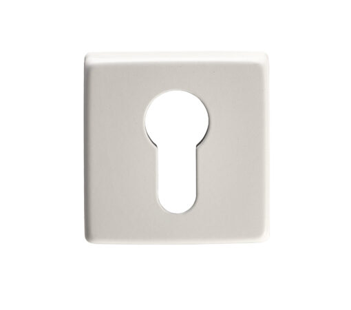 Manital Euro Profile Escutcheon On Square Rose, White Finish (Sold In Singles)