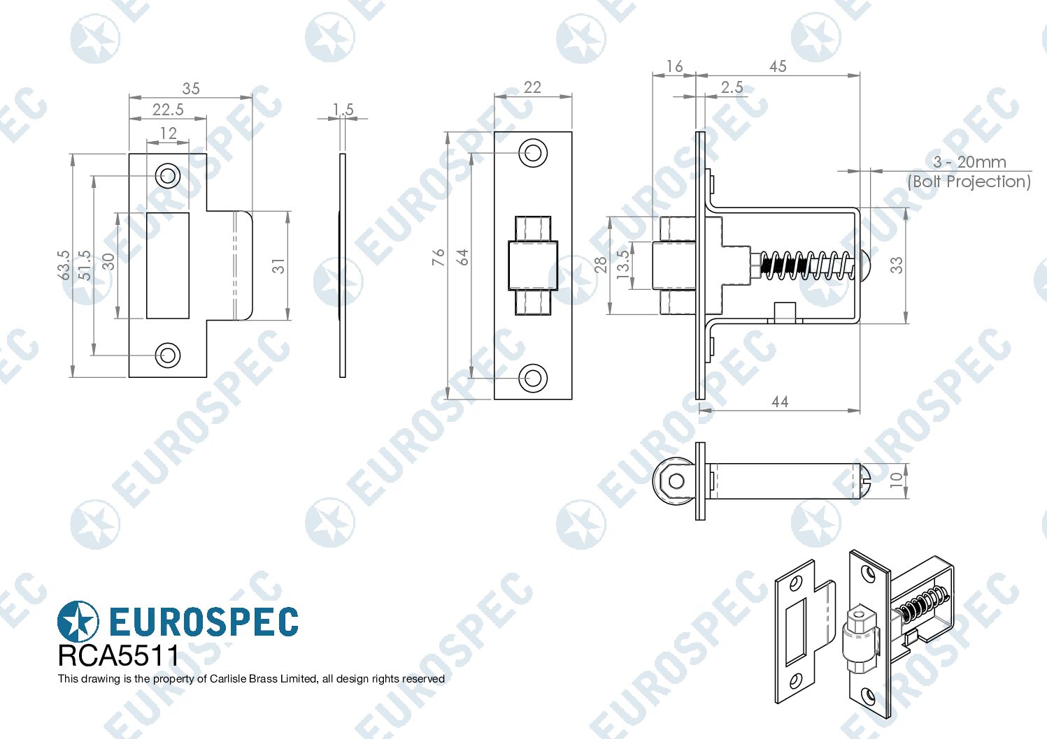 Eurospec Heavy Duty Adjustable Roller Catch, Satin Stainless Steel