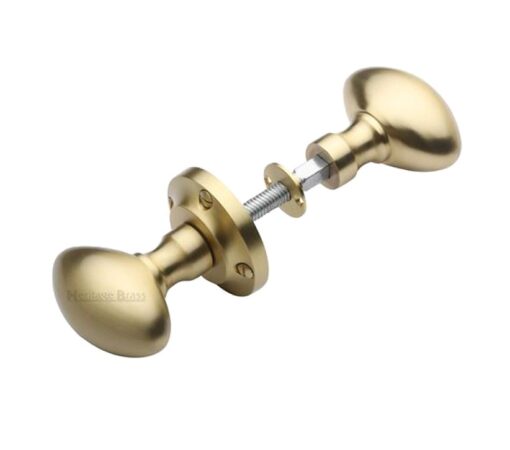 Heritage Brass Suffolk Rim Door Knobs, Satin Brass (Sold In Pairs)