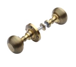 Heritage Brass Reeded Rim Door Knob, Antique Brass (Sold In Pairs)