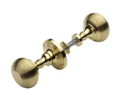 Heritage Brass Reeded Rim Door Knob, Polished Brass (Sold In Pairs)