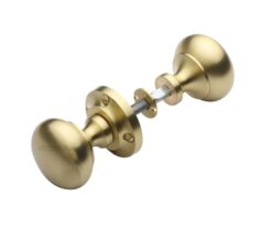 Heritage Brass Victoria Rim Door Knobs, Satin Brass (Sold In Pairs)