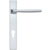 Zoo Hardware Rosso Maniglie Pavo Euro Lock Multi Point Door Handles On Narrow 220Mm Backplate, Satin Chrome (Sold In Pairs)