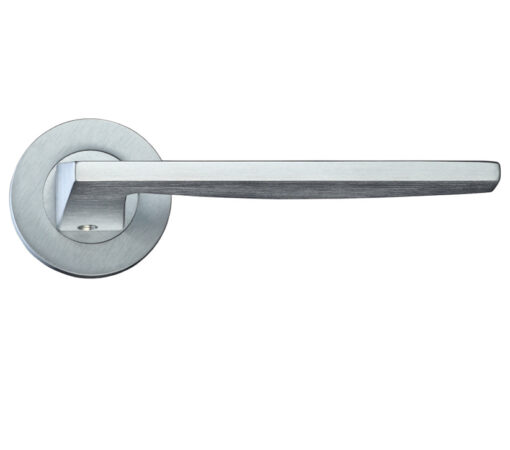 Zoo Hardware Rosso Maniglie Pavo Lever On Round Rose, Satin Chrome (Sold In Pairs)