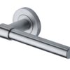 Heritage Brass Phoenix Door Handles On Round Rose, Satin Chrome (Sold In Pairs)