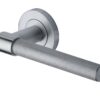 Heritage Brass Phoenix Knurled Door Handles On Round Rose, Satin Chrome (Sold In Pairs)