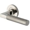 Heritage Brass Signac Knurled Door Handles On Round Rose, Polished Nickel (Sold In Pairs)