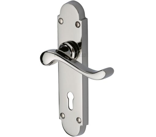 Heritage Brass Savoy Polished Nickel Door Handles (Sold In Pairs)