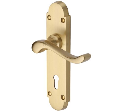 Heritage Brass Savoy Satin Brass Door Handles (Sold In Pairs)