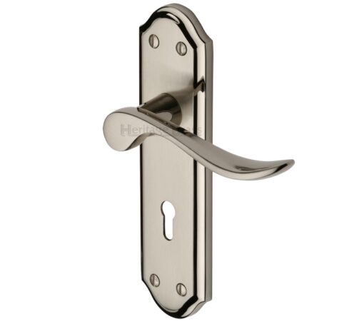 Heritage Brass Sandown Mercury Finish Satin Nickel With Polished Nickel Edge Handles(Sold In Pairs)