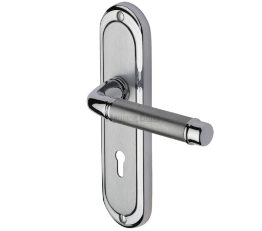 Heritage Brass Saturn Apollo Finish, Polished Chrome & Satin Chrome Door Handles (Sold In Pairs)