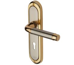 Heritage Brass Saturn Jupiter Finish, Gold Plate & Satin Nickel Door Handles (Sold In Pairs)