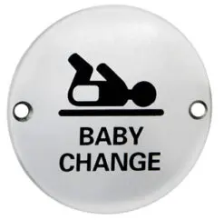 Eurospec Baby Change Symbol Sign, Polished Stainless Steel Or Satin Stainless Steel Finish