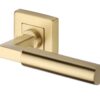 Heritage Brass Bauhaus Sq Satin Brass Door Handles On Square Rose (Sold In Pairs)