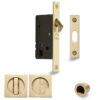 Heritage Brass Square Flush Handle Sliding Door Privacy Lock Set, Satin Brass