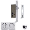 Heritage Brass Square Flush Handle Sliding Door Privacy Lock Set, Satin Chrome