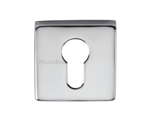Heritage Brass Euro Profile Square Key Escutcheon, Polished Chrome
