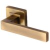 Heritage Brass Delta Sq Antique Brass Door Handles On Square Rose (Sold In Pairs)