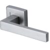 Heritage Brass Delta Sq Satin Chrome Door Handles On Square Rose (Sold In Pairs)