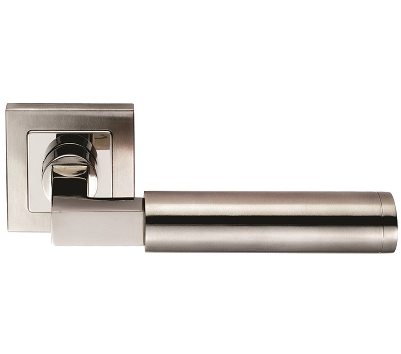 Eurospec Fagus Square Mitred Stainless Steel Door Handles - Satin Stainless Steel (Sold In Pairs)