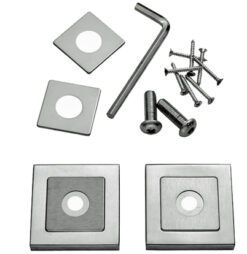 Eurospec Square Rose Packs, 8Mm X 52Mm, Duo Finish Polished & Satin Stainless Steel