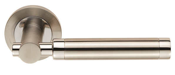 Eurospec Astoria Dual Finish Polished Stainless Steel & Satin Stainless Steel Door Handles (Sold In Pairs)