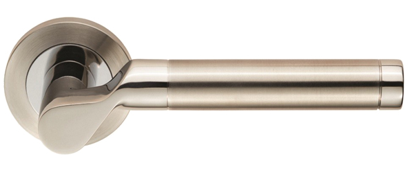 Eurospec Lucerna Dual Finish Polished Stainless Steel & Satin Stainless Steel Door Handles (Sold In Pairs)