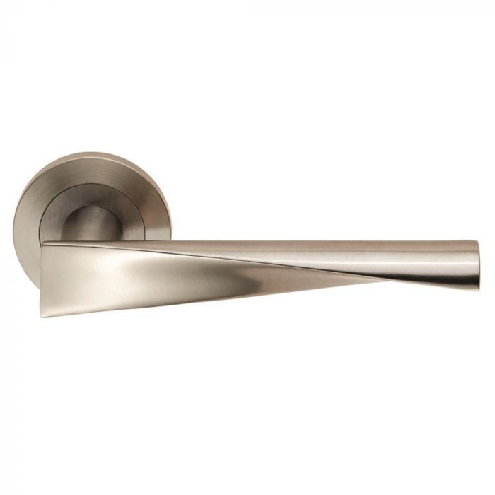 Eurospec SWL1122SSS Steelworx Brema Swl Lever Screw On Rose - Sss - Solid Satin Stainless Steel