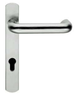 Eurospec Dda Safety Narrow Plate, 92Mm C/C, Euro Lock, Stainless Steel Door Handles (Sold In Pairs)