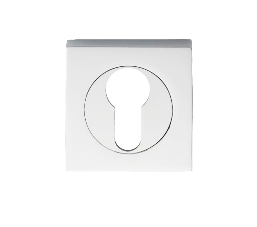 Serozzetta Square Euro Profile Escutcheons, Polished Chrome