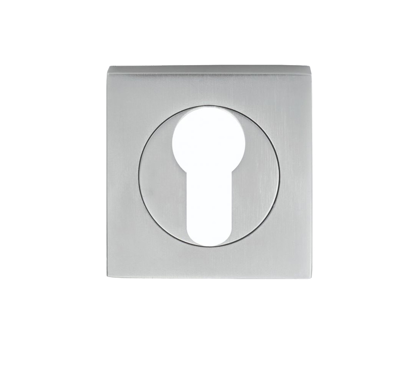 Serozzetta Square Euro Profile Escutcheons, Satin Chrome