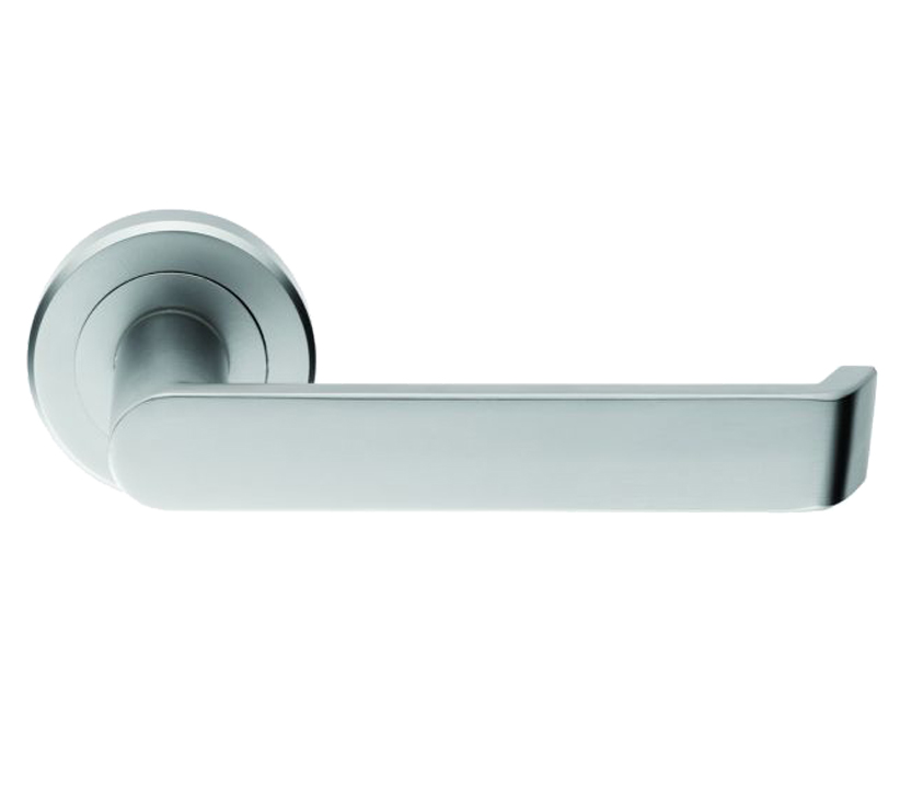 Serozzetta Concept Door Handles On Round Rose, Satin Chrome (Sold In Pairs)