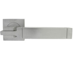 Serozzetta Cube Door Handles On Square Rose, Satin Chrome - (Sold In Pairs)