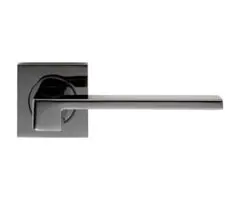 Serozzetta Equi Door Handles On Square Rose, Black Nickel - (Sold In Pairs)
