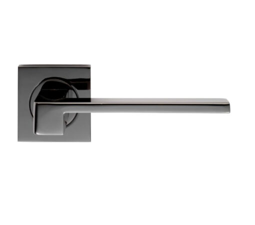 Serozzetta Equi Door Handles On Square Rose, Black Nickel - (Sold In Pairs)