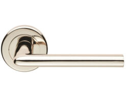 Serozzetta Residential Dieci Door Handles On Round Rose, Polished Nickel (Sold In Pairs)