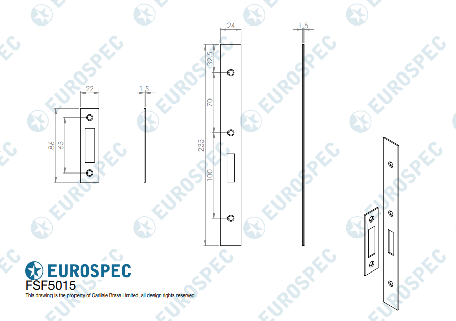 Forend Strike & Fixing Pack To Suit Din Euro Deadlock - Image 2