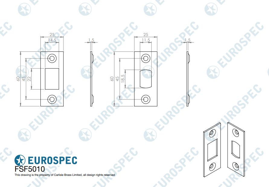 Forend Strike & Fixing Pack To Suit Heavy Duty Tubular Deadbolt - Image 2