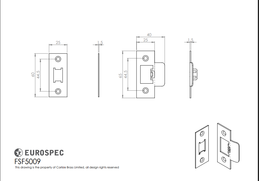 Forend Strike & Fixing Pack To Suit Heavy Duty Tubular Latch - Image 2