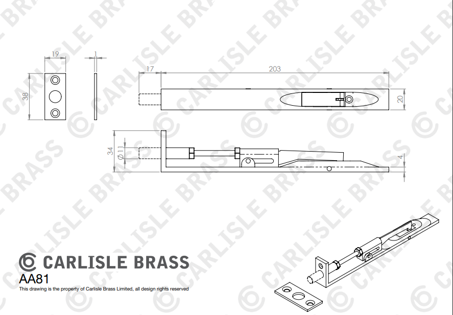 Lever Action Flush Bolts - Image 2