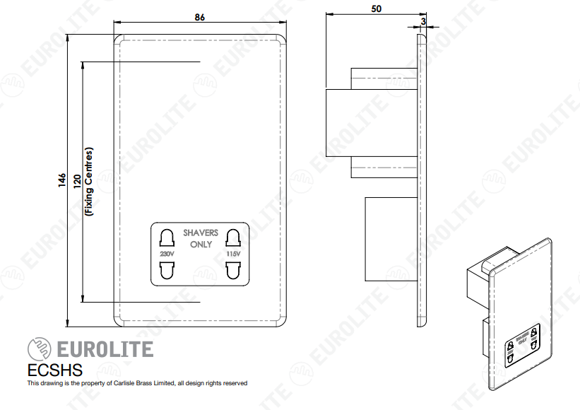 Concealed 3mm Shaver Socket - Image 2