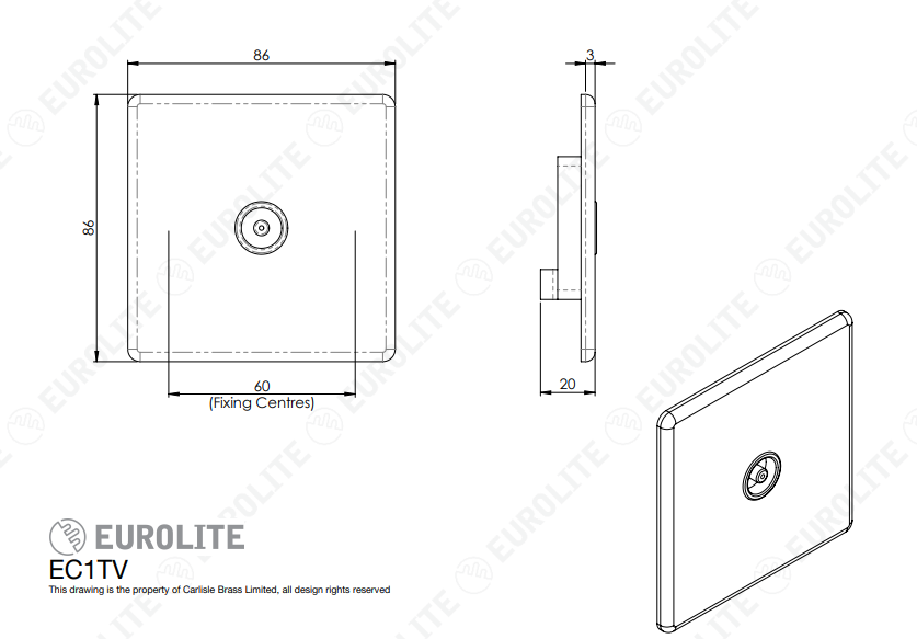 Concealed 3mm Tv Socket - Image 2